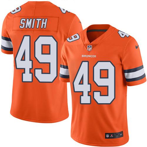 Nike Broncos #49 Dennis Smith Orange Men's Stitched NFL Limited Rush Jersey - Click Image to Close